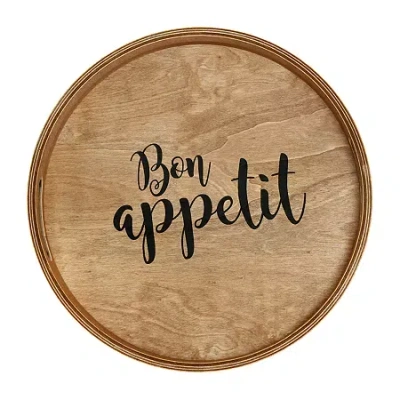 All The Rages Elegant Designs 13.75" Round Wood Serving Decorative Tray In White