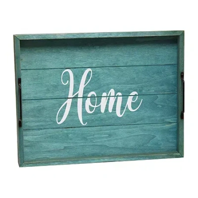 All The Rages Elegant Designs 15.5" X 12" Wood Serving Decorative Tray In Blue