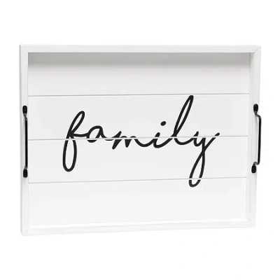 All The Rages Elegant Designs 15.5" X 12" Wood Serving Decorative Tray In White