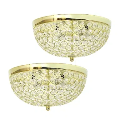 All The Rages Elegant Designs 2 Lt Elipse Crystal Flush Mount 2pk In Yellow