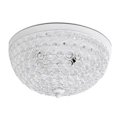 All The Rages Elegant Designs 2 Lt Elipse Crystal Flush Mount In White