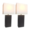 All The Rages Elegant Designs 2 Pk Modern Leather Table Lamps In Black