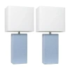 All The Rages Elegant Designs 2 Pk Modern Leather Table Lamps In Blue