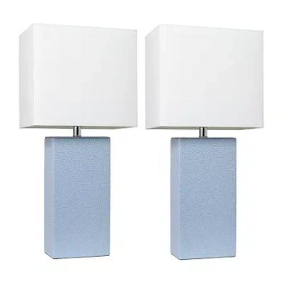 All The Rages Elegant Designs 2 Pk Modern Leather Table Lamps In Blue