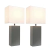 All The Rages Elegant Designs 2 Pk Modern Leather Table Lamps In Gray