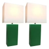 All The Rages Elegant Designs 2 Pk Modern Leather Table Lamps In Green