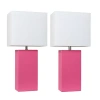 All The Rages Elegant Designs 2 Pk Modern Leather Table Lamps In Pink