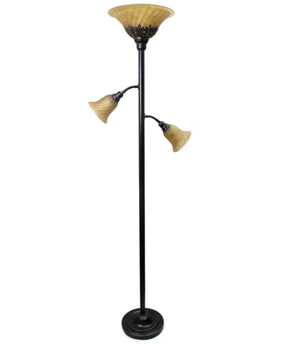 All The Rages Elegant Designs 3 Light Floor Lamp With Scalloped Glass Shades In Bronze