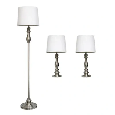 All The Rages Elegant Designs 3-pc. Lamp Set In Silver