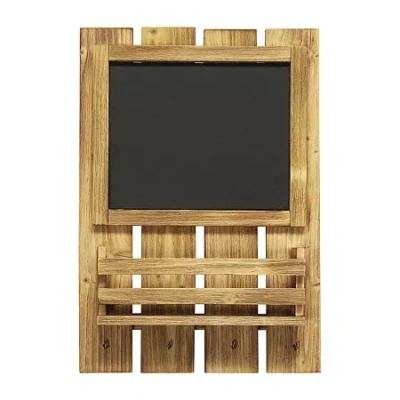 All The Rages Elegant Designs Chalkboard Sign With Key Holder & Mail Storage Wall Shelf In Brown