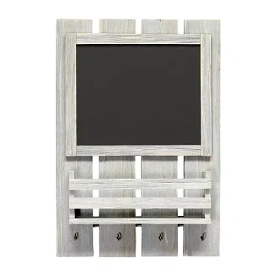 All The Rages Elegant Designs Chalkboard Sign With Key Holder & Mail Storage Wall Shelf In Gray