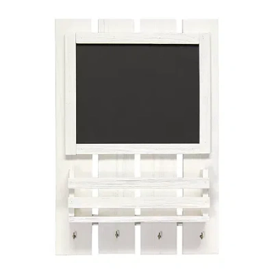 All The Rages Elegant Designs Chalkboard Sign With Key Holder & Mail Storage Wall Shelf In White