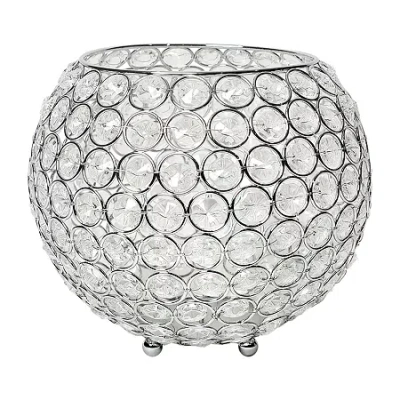 All The Rages Elegant Designs Chrome Elipse Crystal Circular Vase In Silver