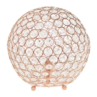 All The Rages Elegant Designs Elipse 10 Inch Crystal Ball Sequin Metal Table Lamp In Brown