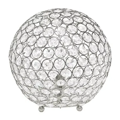 All The Rages Elegant Designs Elipse 10 Inch Crystal Ball Sequin Metal Table Lamp In Silver