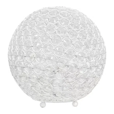 All The Rages Elegant Designs Elipse 10 Inch Crystal Ball Sequin Metal Table Lamp In White