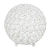 All The Rages Elegant Designs Elipse 8 Inch Crystal Ball Sequin Metal Table Lamp In White