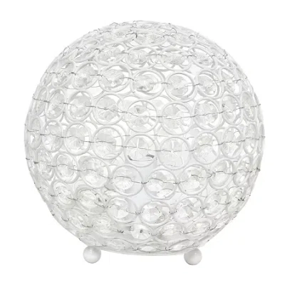 All The Rages Elegant Designs Elipse 8 Inch Crystal Ball Sequin Metal Table Lamp In White