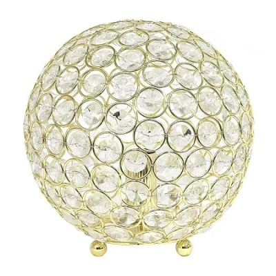 All The Rages Elegant Designs Elipse 8 Inch Crystal Ball Sequin Metal Table Lamp In Yellow