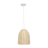 All The Rages Elegant Designs Elongated Coastal Dome Rattan Downlight Natural Pendant Light In White