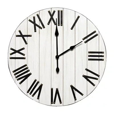 All The Rages Elegant Designs Handsome 21" Rustic Farmhouse Wood Wall Clock In White