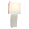 All The Rages Elegant Designs Modern Leather Table Lamp With White Fabric Shade In White