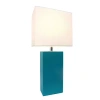 All The Rages Elegant Designs Modern Leather Table Lamp With White Fabric Shade In Blue