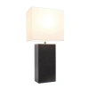 All The Rages Elegant Designs Modern Leather Table Lamp With White Fabric Shade In Brown