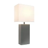 All The Rages Elegant Designs Modern Leather Table Lamp With White Fabric Shade In Gray