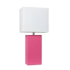 All The Rages Elegant Designs Modern Leather Table Lamp With White Fabric Shade In Pink