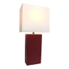 All The Rages Elegant Designs Modern Leather Table Lamp With White Fabric Shade In Red