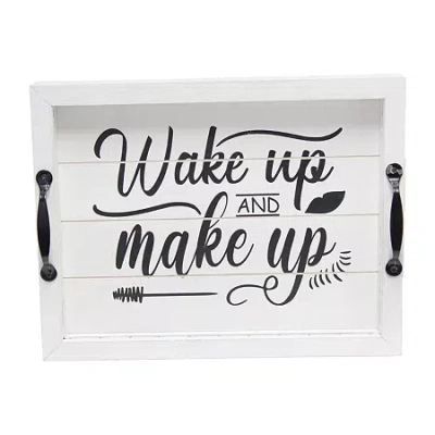 All The Rages Elegant Designs Salento Rectangular Led Decorative Tray In White