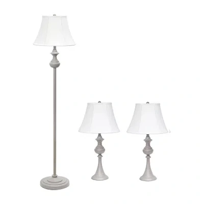 All The Rages Elegant Designs Traditionally Crafted With Shades 3-pc. Lamp Set In Gray