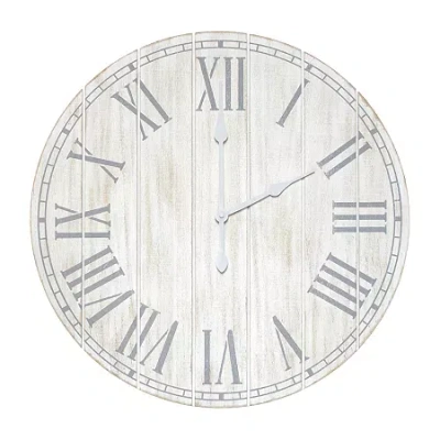 All The Rages Elegant Designs Wood Plank 23" Large Rustic Coastal Wall Clock In White