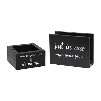 All The Rages Elegant Designs Wooden Kitchen Caddy And 1 Pair Napkin Holder In Black