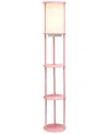 All The Rages Etagere Organizer Storage Floor Lamp With 2 Usb Charging Ports, 1 Charging Outlet In Light Pink