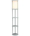 All The Rages Etagere Organizer Storage Floor Lamp With 2 Usb Charging Ports, 1 Charging Outlet In White
