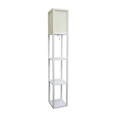 All The Rages Lalia Home Column Shelf Floor Lamp In White