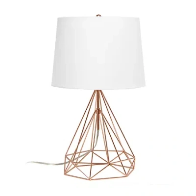 All The Rages Lalia Home Geometric Wired Table Lamp With Fabric Shade In Yellow