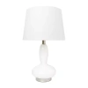 All The Rages Lalia Home Glass Dollop With White Fabric Shade Glass Table Lamp In White