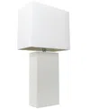 All The Rages Lalia Home Lexington 21" Leather Base Modern Home Decor Bedside Table Lamp With White Rectangular Fa In White