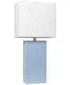 All The Rages Lalia Home Lexington 21" Leather Base Modern Home Decor Bedside Table Lamp With White Rectangular Fa In Periwinkle