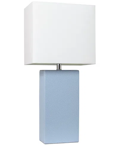 All The Rages Lalia Home Lexington 21" Leather Base Modern Home Decor Bedside Table Lamp With White Rectangular Fa In Periwinkle