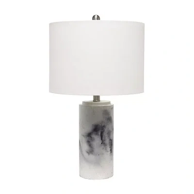All The Rages Lalia Home Marbleized With White Fabric Shade Concrete Table Lamp