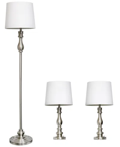 All The Rages Lalia Home Morocco Classic 3 Piece Metal Lamp Set In Brushed Steel