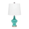All The Rages Lalia Home Paseo With White Fabric Shade Glass Table Lamp In Blue