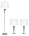 All The Rages Lalia Home Perennial Vienna 3 Piece Metal Lamp Set In Brushed Nickel