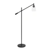 All The Rages Lalia Home Swing Arm Floor Lamp With Clear Glass Cylindrical Shade In Black
