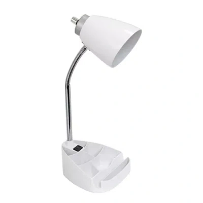 All The Rages Limelights Gooseneck Organizer Desk Lamp With Ipad Tablet Stand Book Holder And Charging Outlet In White