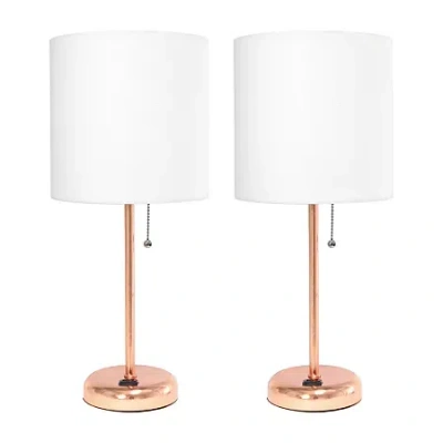 All The Rages Limelights Stick Lamp With Charging Outlet 2pc Table Lamp Set In Brown